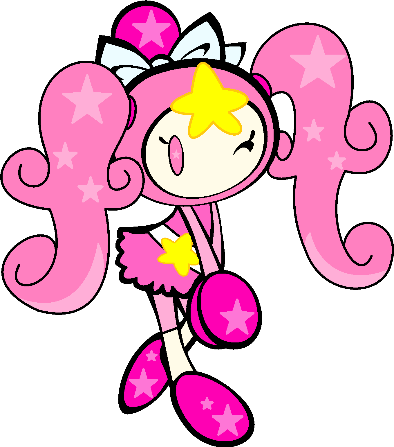 Pink Star Bomber By Sandykim - Super Bomberman R Aqua (1391x1538)