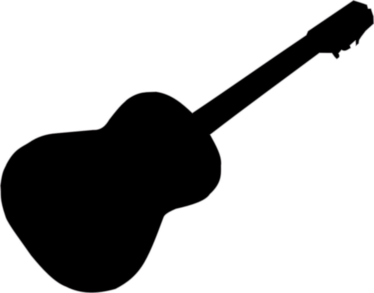 Guitarra, Música, Músico, Equipo, Silueta - Silueta De Una Guitarra (1280x1002)