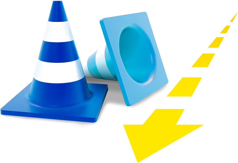 Blue Traffic Cones With Arrow Line - Traffic Cone (920x758)