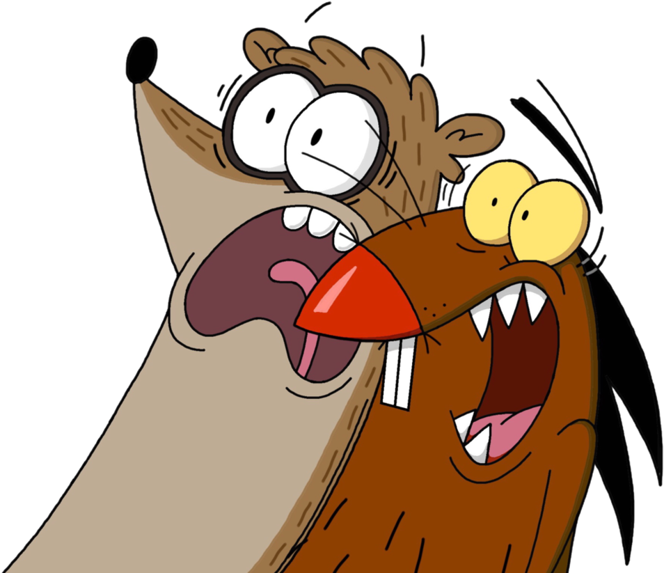 Daggett And Rigby Screaming By Luxojr888 - Rigby (963x830)
