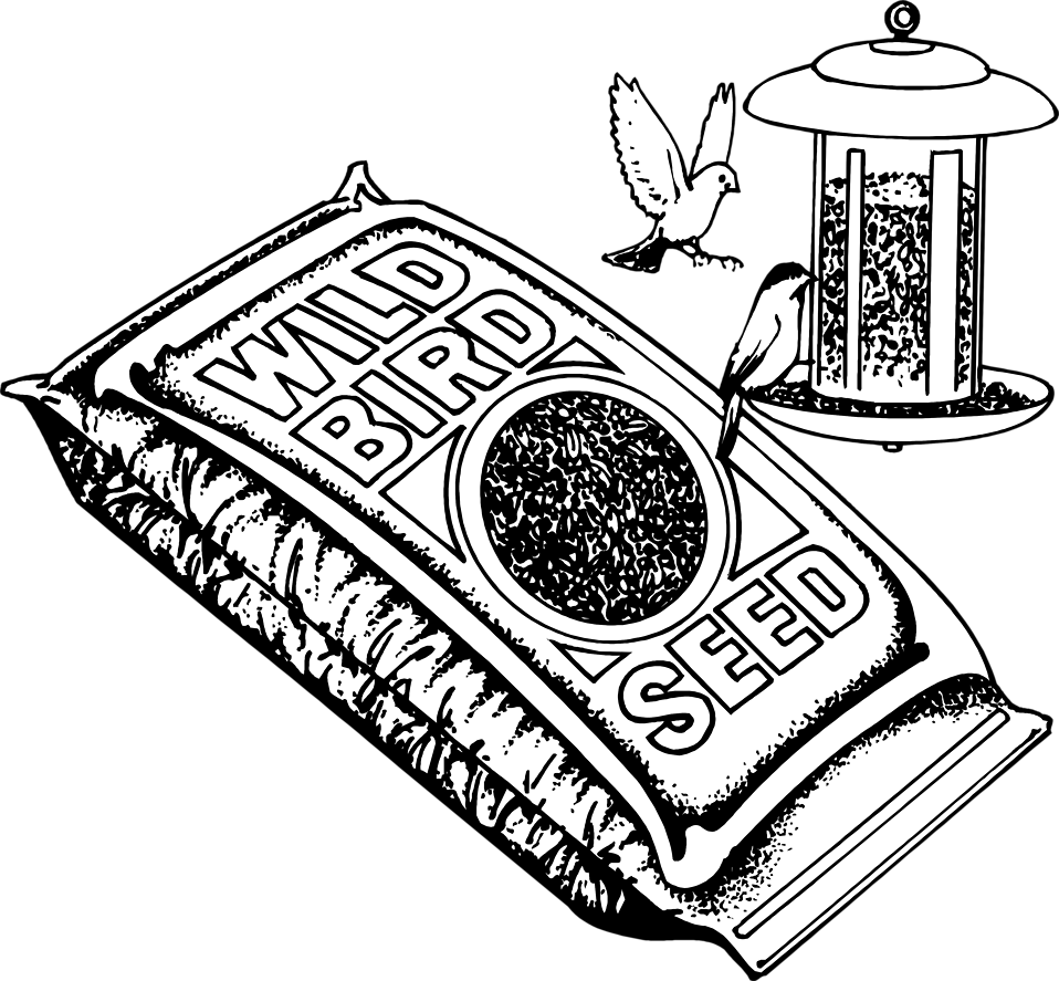 Bird Seed Clip Art Black And White - Bird Food Black And White (958x887)