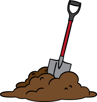 Nice Clipart Dirt - Cartoon Shovel In Dirt (395x416)