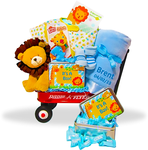 It's A Boy Wildlife Mini Wagon With Lion And Personalized - Baby Boy Gift Jungle Jamboree (500x500)
