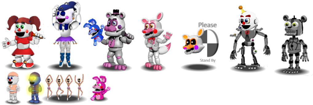 Miu-chan16 39 0 Fnaf Sister Location Adventure Characters - Five Nights At Freddy's: Sister Location (1024x353)