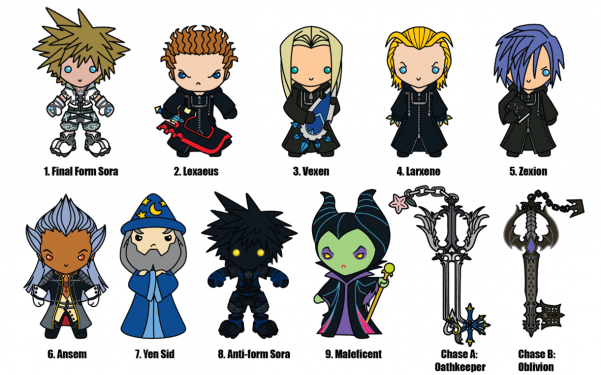 Wave Or Series 2 Consists Of - Kingdom Hearts Series 2 3-d Figural Key Chain Display (600x600)