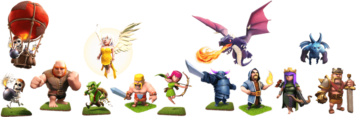 Clash Of Clans Units - Clash Of Clans Troops (1200x403)