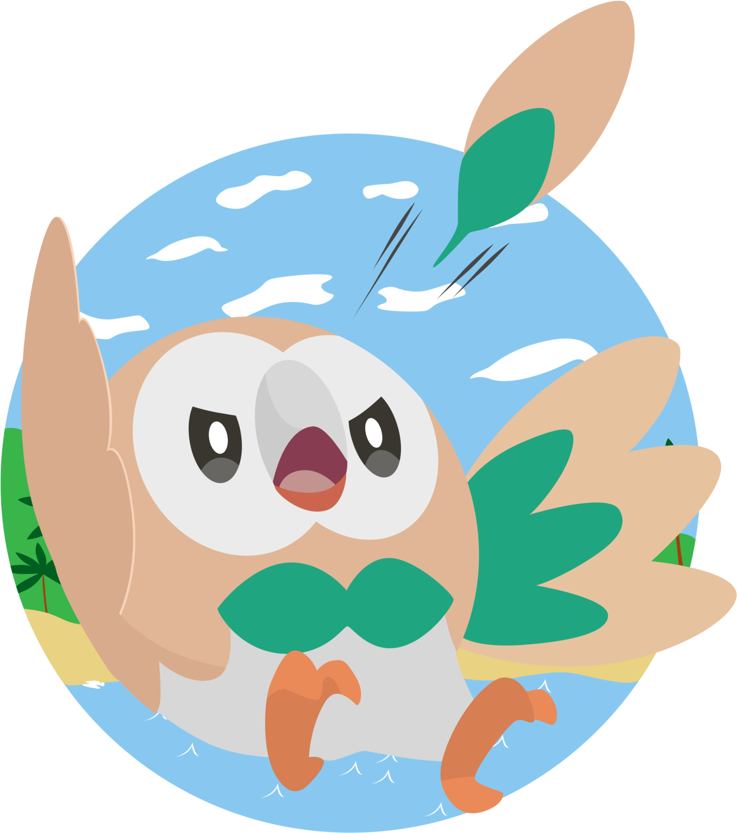 Pokemon Sun And Moon Rowlet Vector Art - Pokemon Sun And Moon Rowlet (1600x1788)