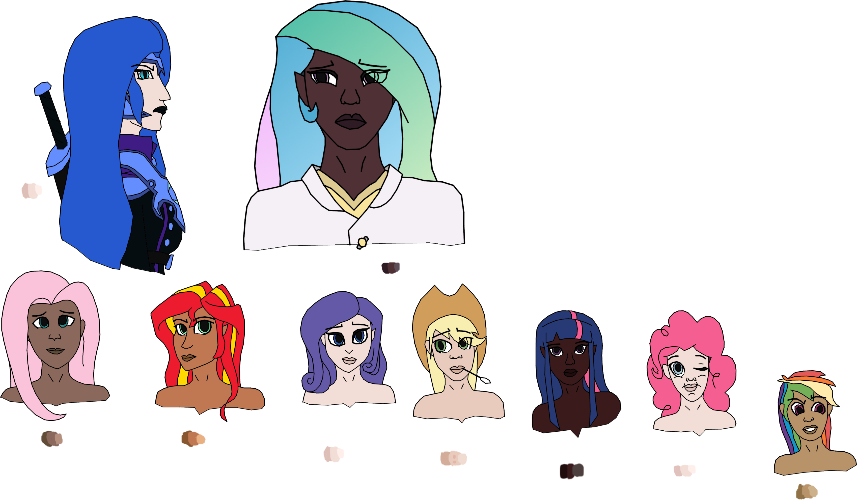 Coldgoldlazarus, Dark Skin, Ethnicities, Fluttershy, - Coldgoldlazarus, Dark Skin, Ethnicities, Fluttershy, (3397x1982)