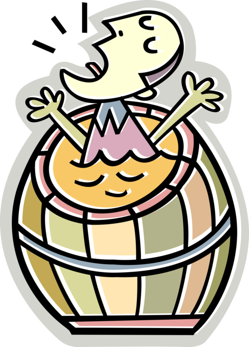 Vector Illustration Of Drowning Man In Barrel Cask - Vector Illustration Of Drowning Man In Barrel Cask (504x700)