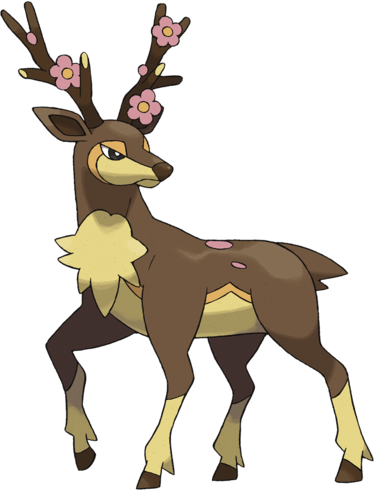Sawsbuck Spring Pokédex - Pokemon Deerling (374x490)