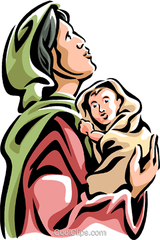 Virgin Mary With The Christ Child Royalty Free Vector - Maria Com Menino Jesus Png (320x480)