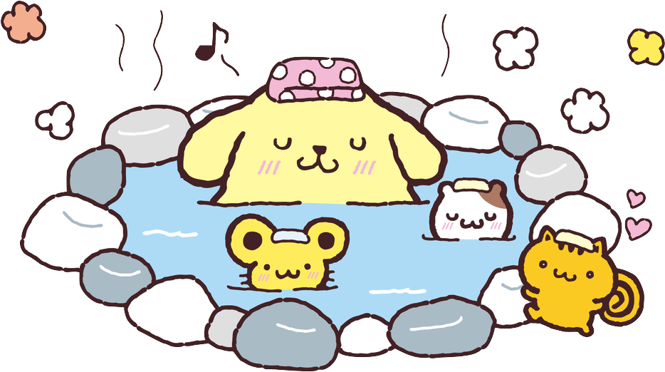 Sanrio Png Transparent Purin Hot Spring Animals Cute - Sanrio Png (1022x555)