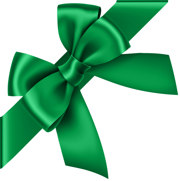 Green Corner Bow Transparent Clip Art Image - Red Corner Ribbon Png (596x600)