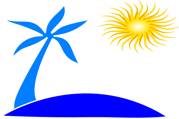 Hawaii Beach Clipart - Palm Tree And Beach Logo (600x398)