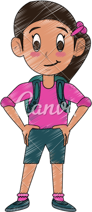 Cute School Girl Cartoon Vector Icon Illustration - Cartoon (800x800)