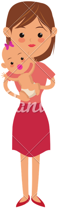 Woman Carrying Baby - Flat Design (586x800)