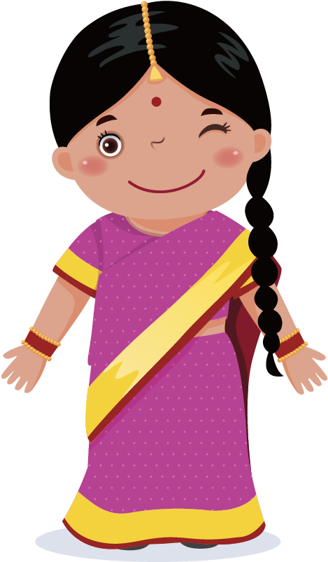 India Child Girl Cartoon - Indian Cartoon Girl Png (1000x1000)