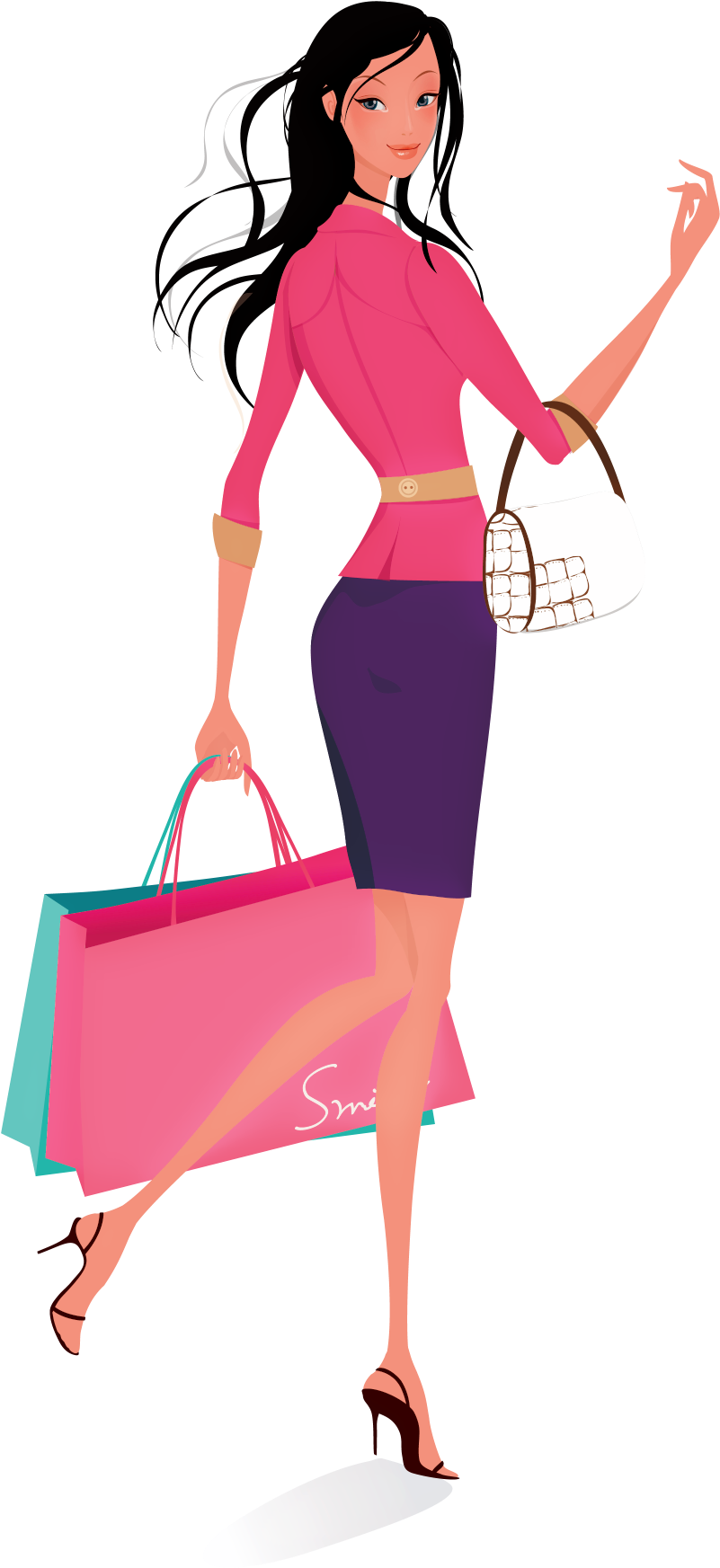 Shopping Women Vector - Woman Shopping Vector Png (1240x1754)