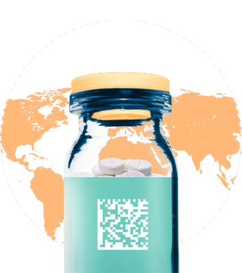 Bottle Datamatrix - World Map (353x398)