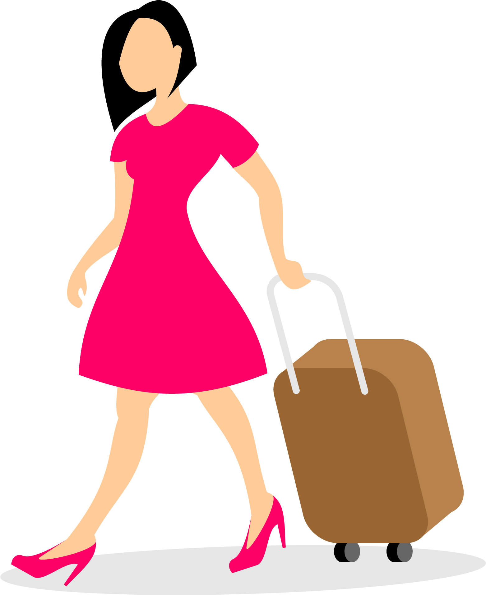 Woman With Luggage Baggage Clip Art - Lady With Luggage Png (2100x2100)