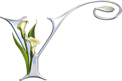 Silver Alphabet With Various Kinds Of Flowers - Alphabet (427x285)