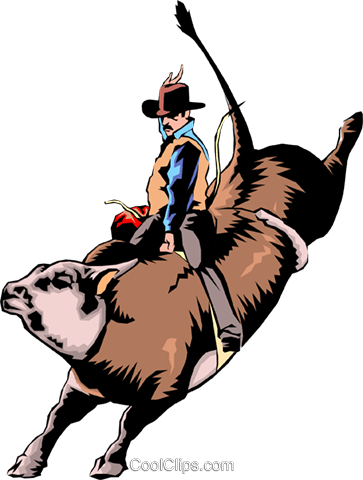 Cowboy Riding A Bull Royalty Free Vector Clip Art Illustration - Clip Art Bull Rider (363x480)