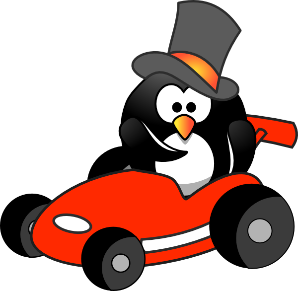 Penguin In A Car (600x586)