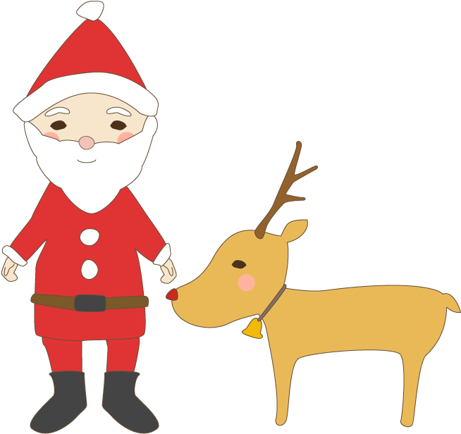 Santa Claus And Reindeer Clip Art - トナカイ 可愛い イラスト (700x700)