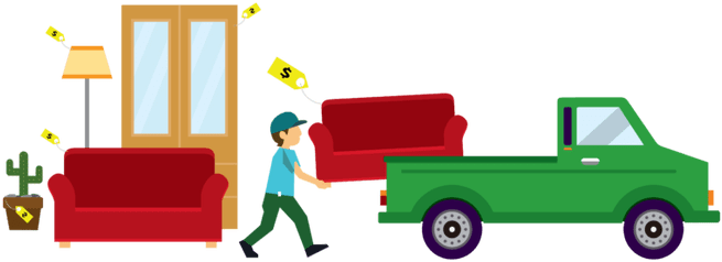 Move Clipart Junk Truck - Furniture Delivery (688x344)