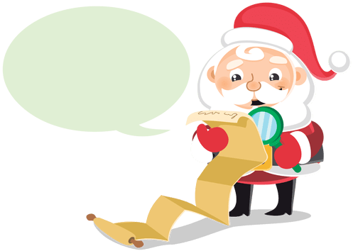 Santa Checking List Cartoon Bubble Transparent Png - Christmas Day (512x512)