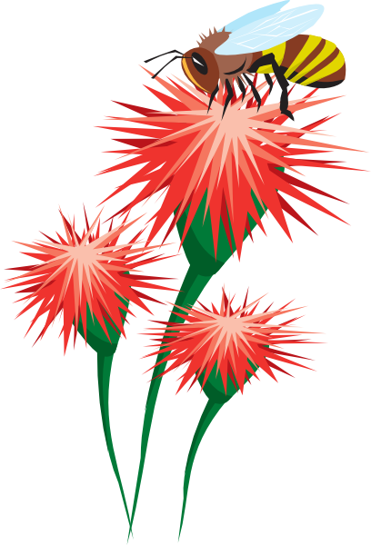 Bee On A Flower Clip Art At Clker - Bees On Flower Clipart (408x600)