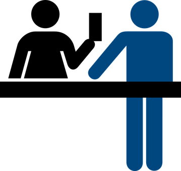 Counter Sales Man Supermarket Woman Cashie - Sales Clipart (359x340)