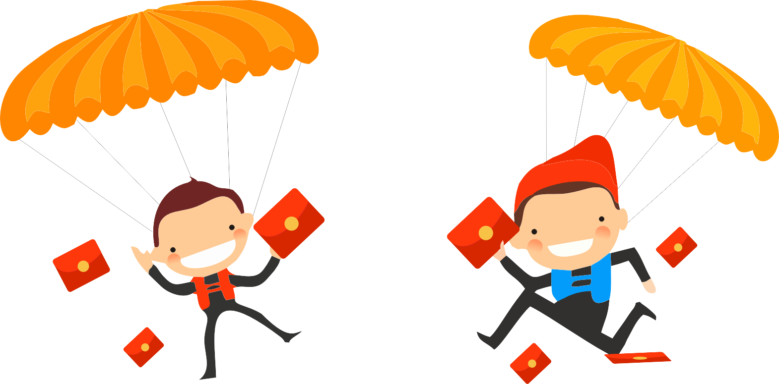 Red Envelope Cartoon Illustration - Paracaidistas Dibujo (1570x775)