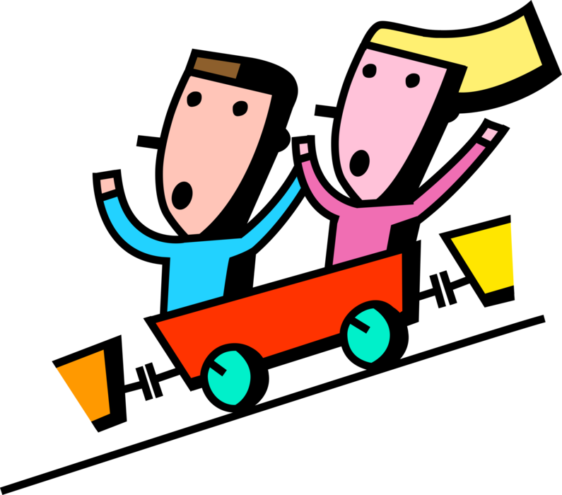 Vector Illustration Of Roller Coaster Ride At Amusement - Vector Illustration Of Roller Coaster Ride At Amusement (795x700)