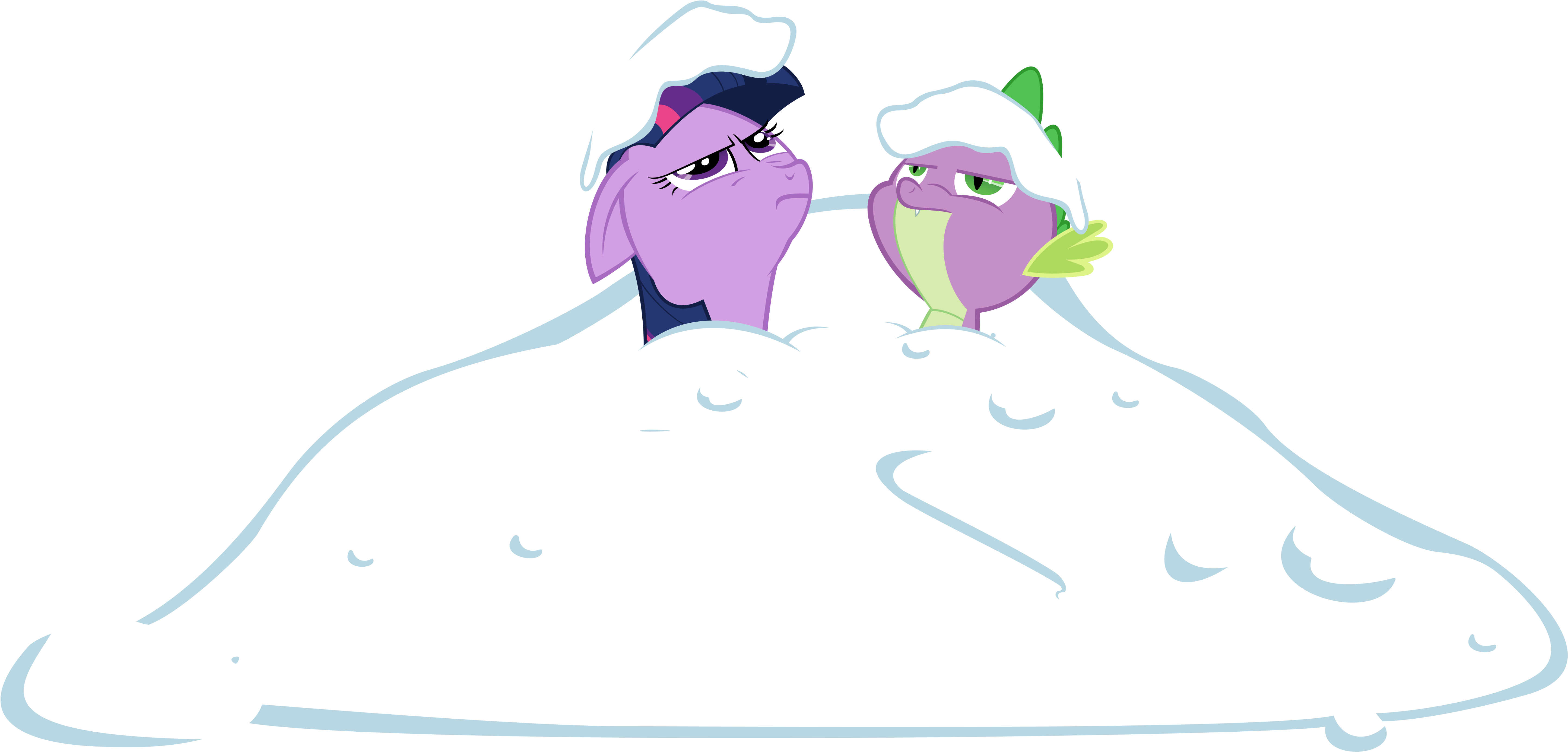 Spike And Twilight Buried In Snow By Otfor2 - Cartoon Buried In Snow (6000x3000)