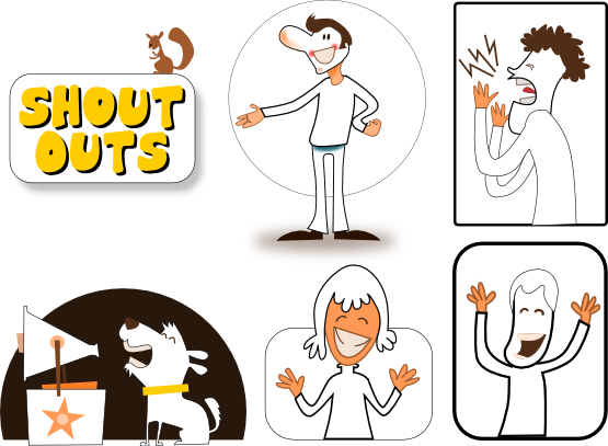 Shout Outs Black White Line Art 555px - Shout Out Clip Art (555x407)