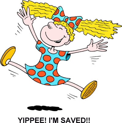 Nice Shout Out Clip Art Image Yippee Im Saved Christart - Yippee Clipart (398x400)