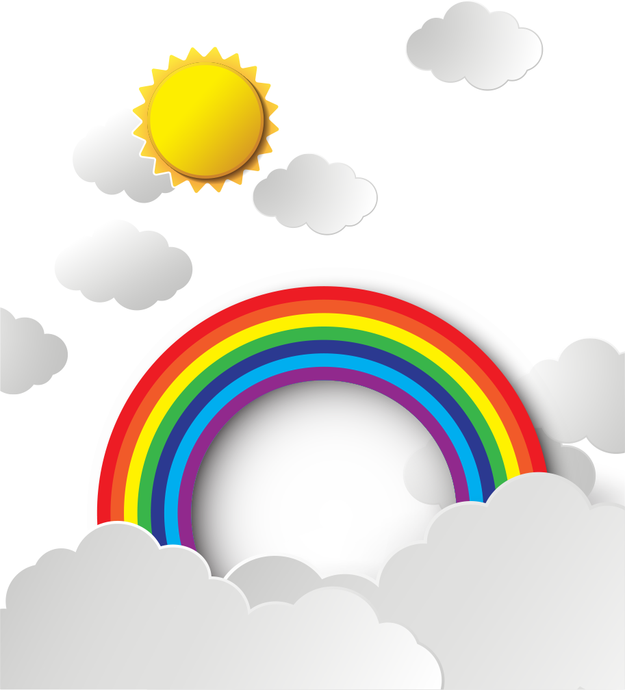 Sky Rainbow Cloud - Cartoon Rainbow With Cloud Png (913x1008)