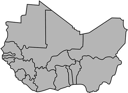Africa Clipart Group - West Africa Map Outline (435x325)