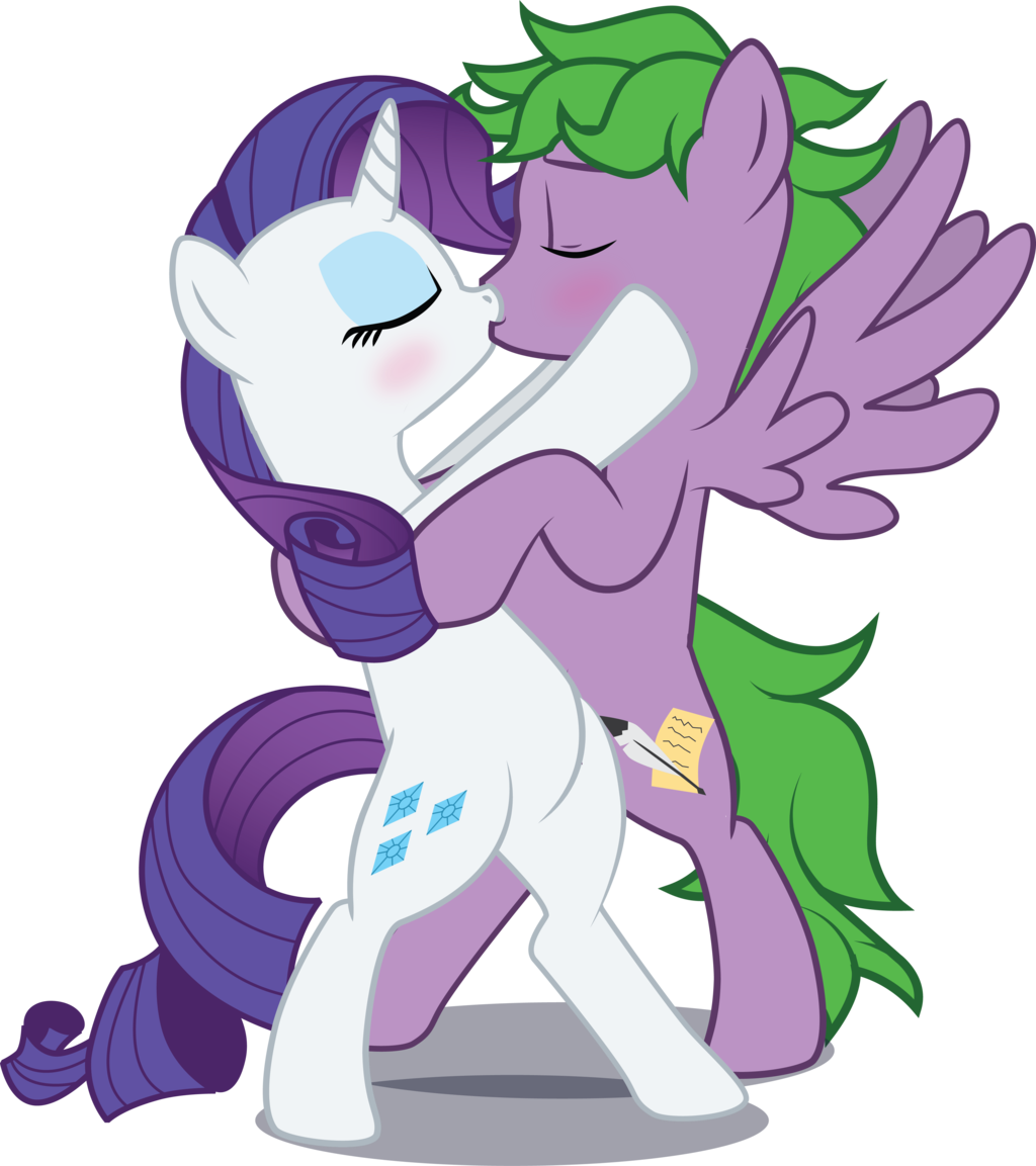 Rarity And Spike By Benybing - Rarity And Spike Kissing (1024x1153) .