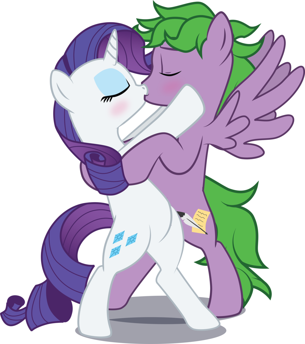 Rarity And Spike By Benybing - Rarity And Spike Kissing (1024x1153)