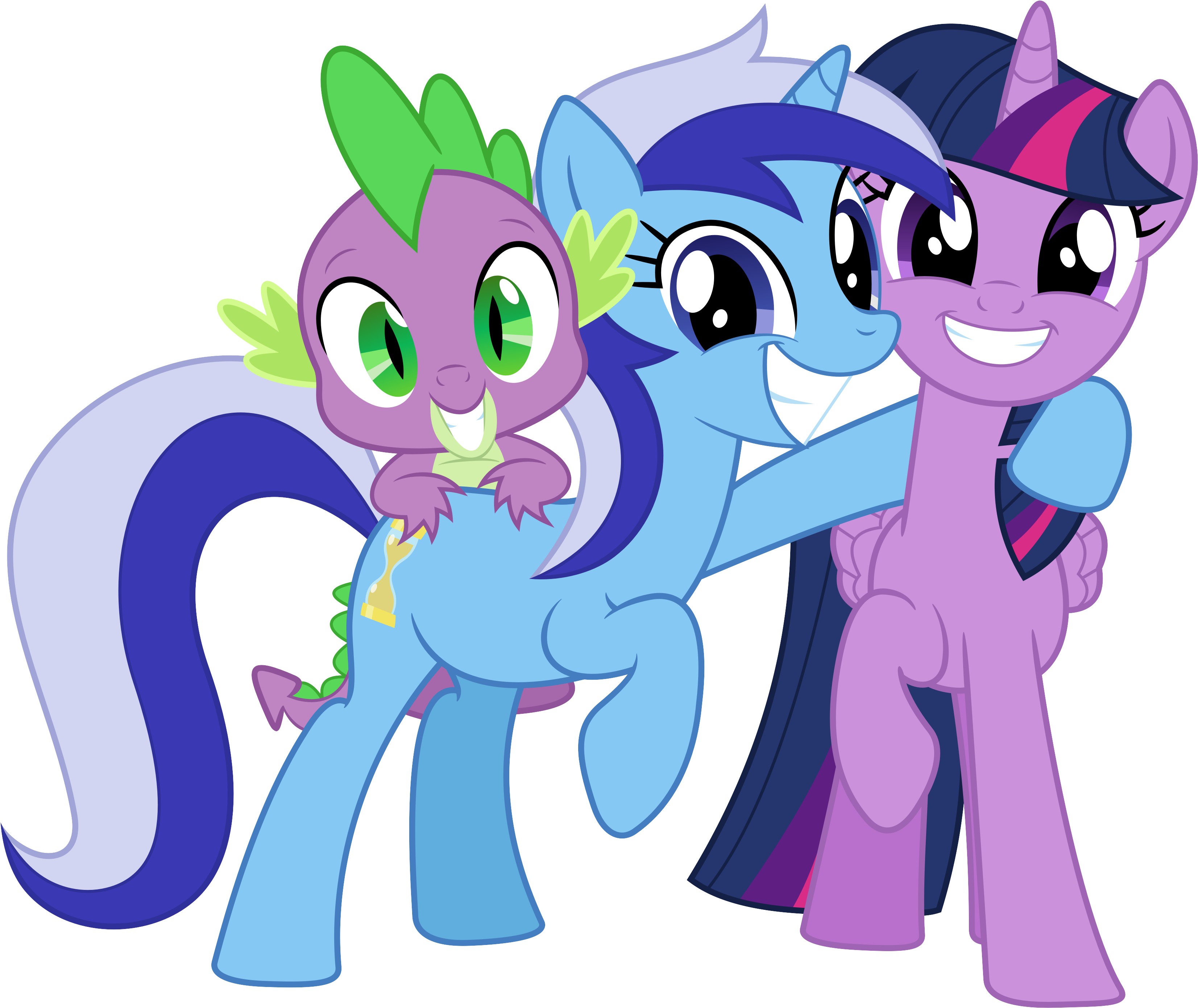 Bluemeganium Spike, Minuette And Twilight Sparkle By - My Little Pony Discovery Family (3329x2796)
