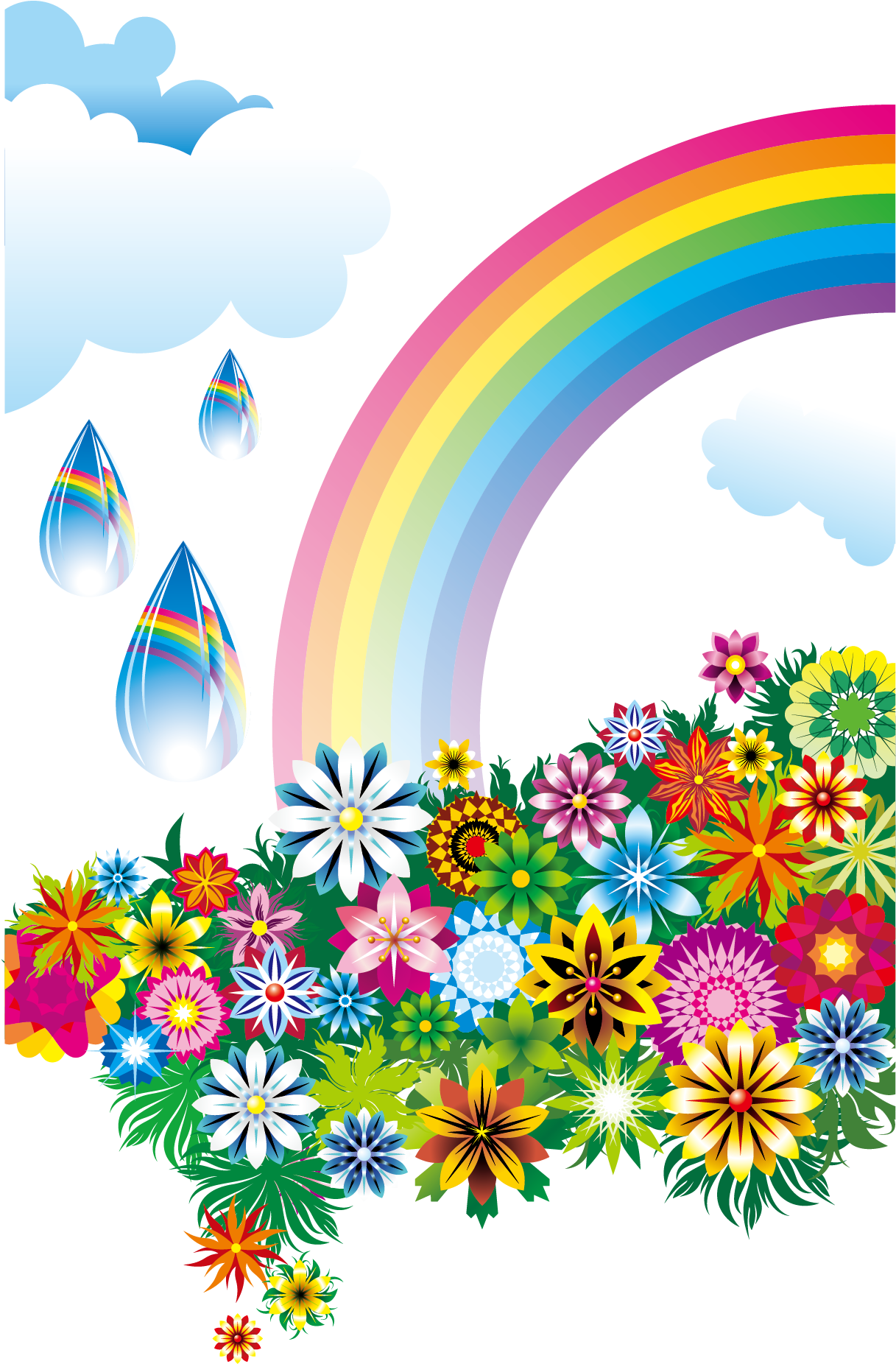 Rainbow Flowers Clouds - Rainbow And Flowers Png (2000x2000)