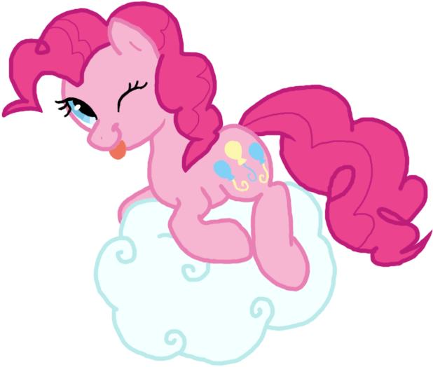 Pinkie Pie Cloud Riding Colored By Rainbow - Cartoon (658x578)