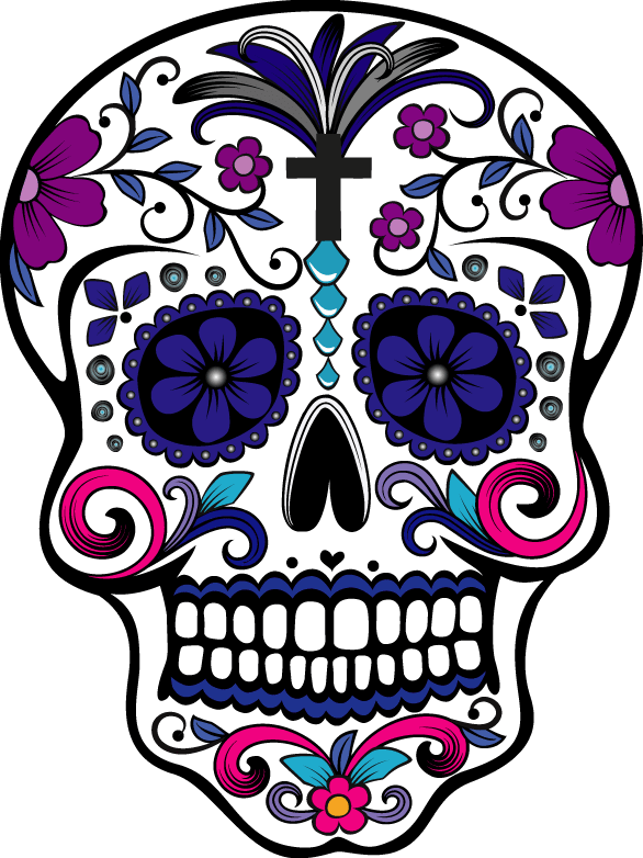 Sugar Skull And T Shirt Design With Illustration - Dia De Los Muertos Skull (586x782)