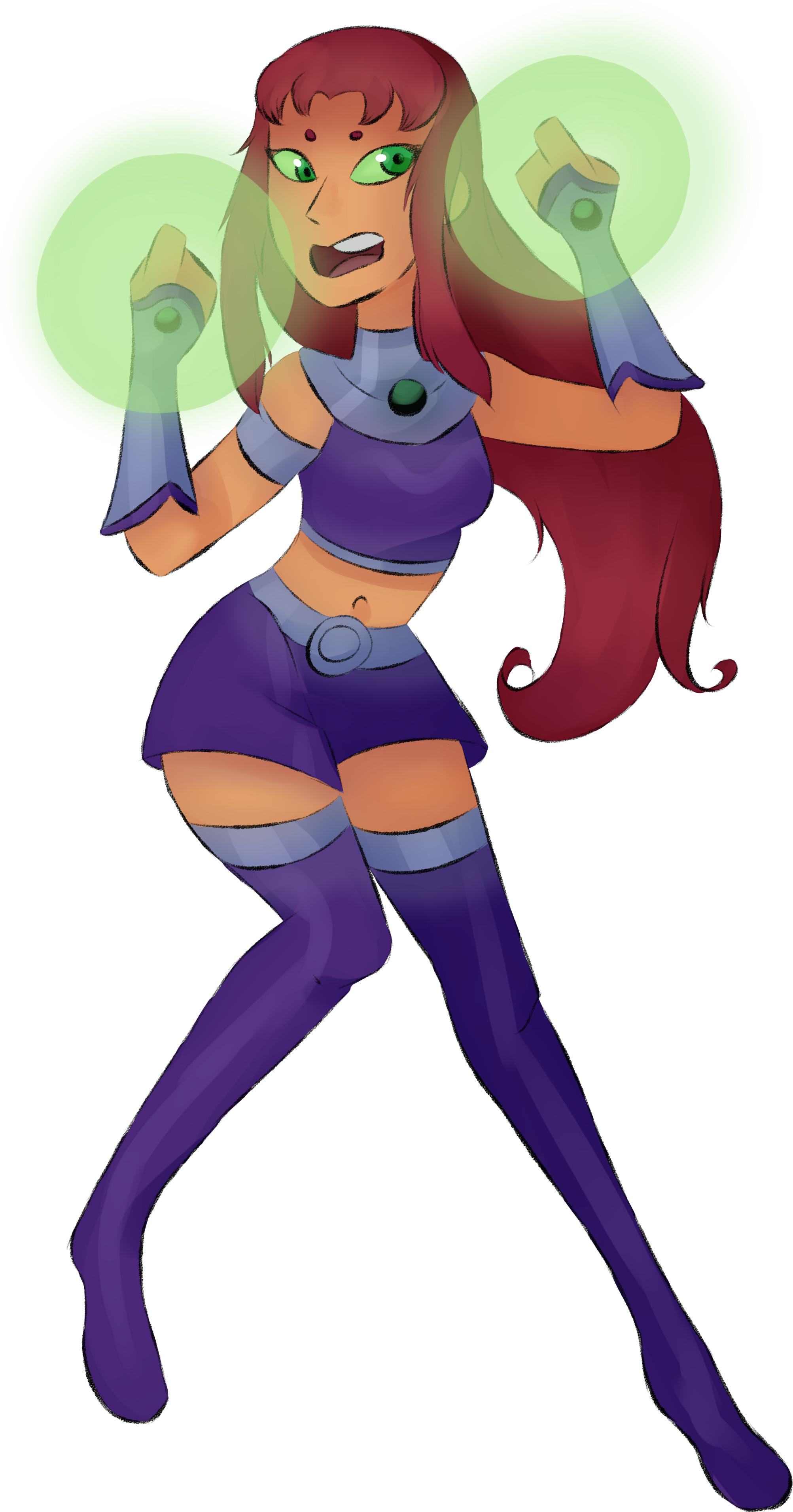 Starfire Raven Cyborg Robin Cartoon - Starfire (2068x3849)