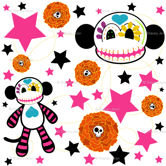 Calavera - Sugar Skull Monkey Bag, Adult Unisex, Natural (540x540)