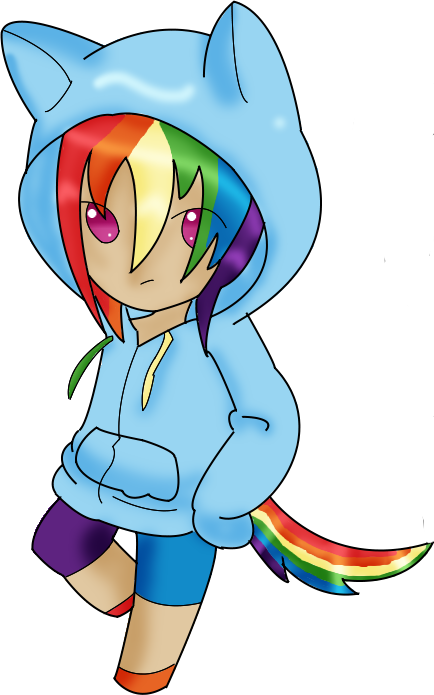 Rainbowdash In A Hoodie By Shiny-leigh - Cartoon (434x695)