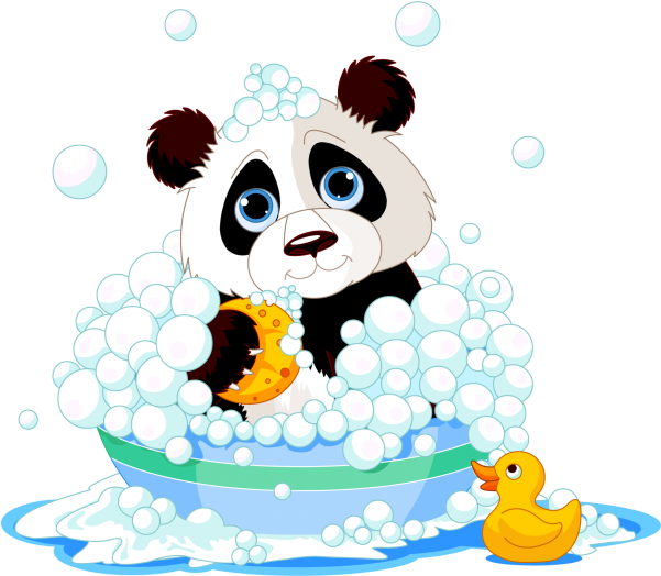 Panda Bears Cartoon Animal Images Free To Download - Cartoon Zoo Animals Taking A Bath (600x600)