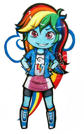 Chibi Rainbow Dash By Geminine-nyan - Cartoon (413x472)